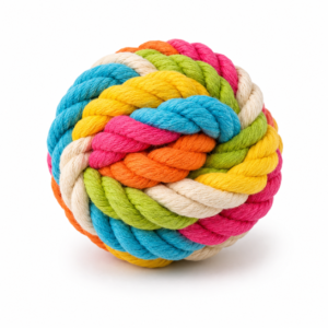 Shaggy Swag Braided Cotton Rope Dog Ball Toy – Durable Interactive Chew, Tug & Fetch Toy for Small, Medium & Large Dogs  Heavy-Duty Cotton Rope  Multi-Color
