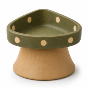 Shaggy Swag Elevated Slow Feeder Dog Bowl – Raised Non-Slip Interactive Pet Feeding Bowl for Small, Medium & Large Dogs  Durable Food-Grade PP  Olive Green & Natural Wood Finish