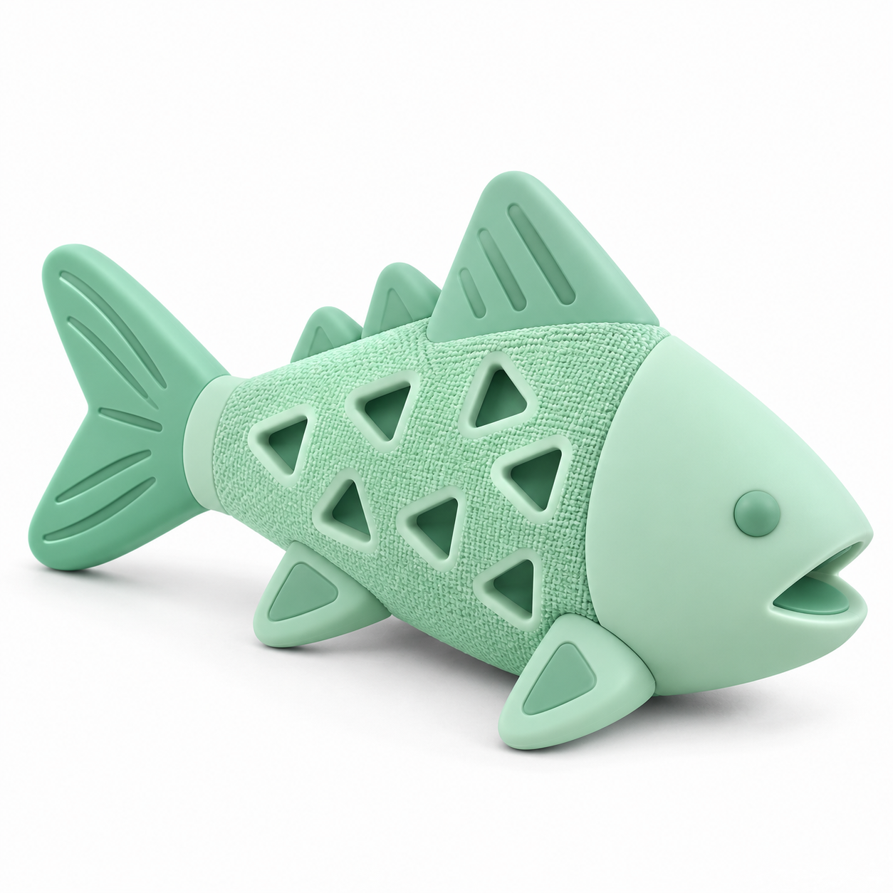 Shaggy Swag Fish-Shaped Natural Rubber Dog Chew Toy – Interactive Treat Dispensing Chew Toy for Small, Medium & Large Dogs Durable Food-Grade Rubber Mint Green