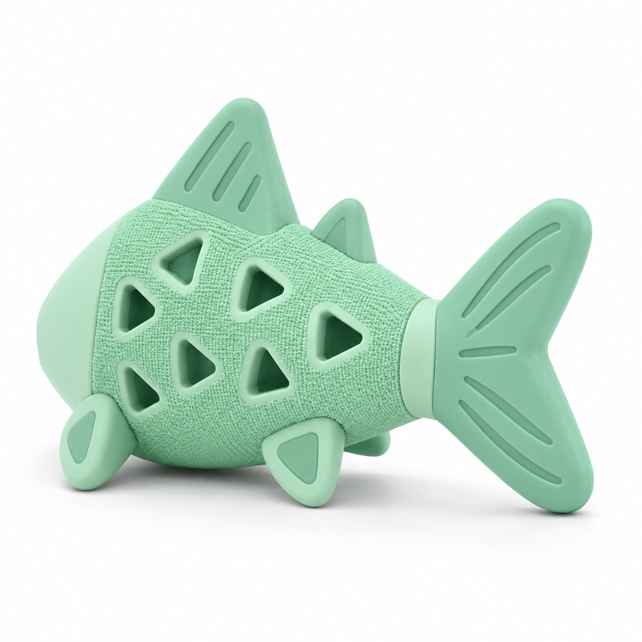 Shaggy Swag Fish-Shaped Natural Rubber Dog Chew Toy – Interactive Treat Dispensing Chew Toy for Small, Medium & Large Dogs Durable Food-Grade Rubber Mint Green - Image 3