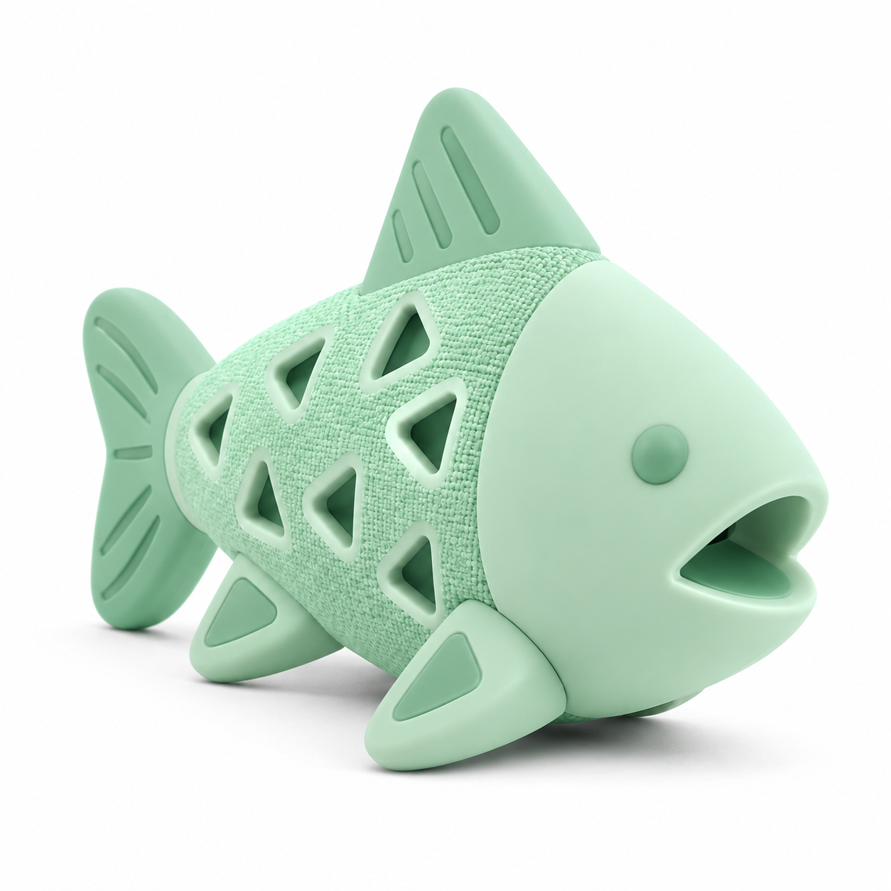 Shaggy Swag Fish-Shaped Natural Rubber Dog Chew Toy – Interactive Treat Dispensing Chew Toy for Small, Medium & Large Dogs Durable Food-Grade Rubber Mint Green - Image 2