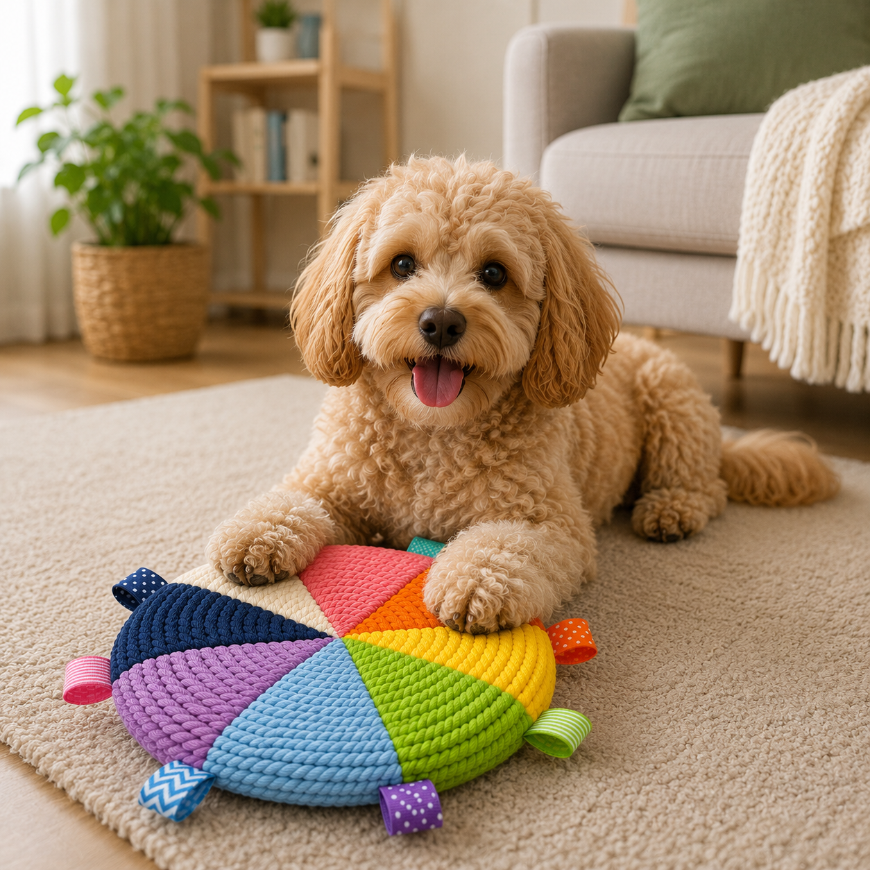 Shaggy Swag Interactive Rope Snuffle Dog Toy – Colorful Slow Feeding Puzzle Chew Toy for Small, Medium & Large Dogs Durable Cotton Rope Multi-Color Sensory Enrichment Toy - Image 4